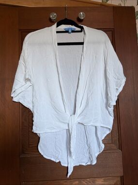Blue Ginger J Wrap Lightweight White Tie-Front Women's Top One Size